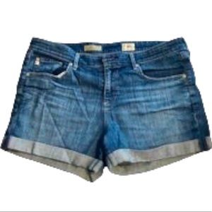 Cuffed denim shorts. Distressed but Never worn brand new with tags on them